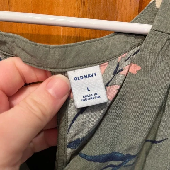 Old Navy Floral Tank Top - Olive Green - Picture 3 of 4